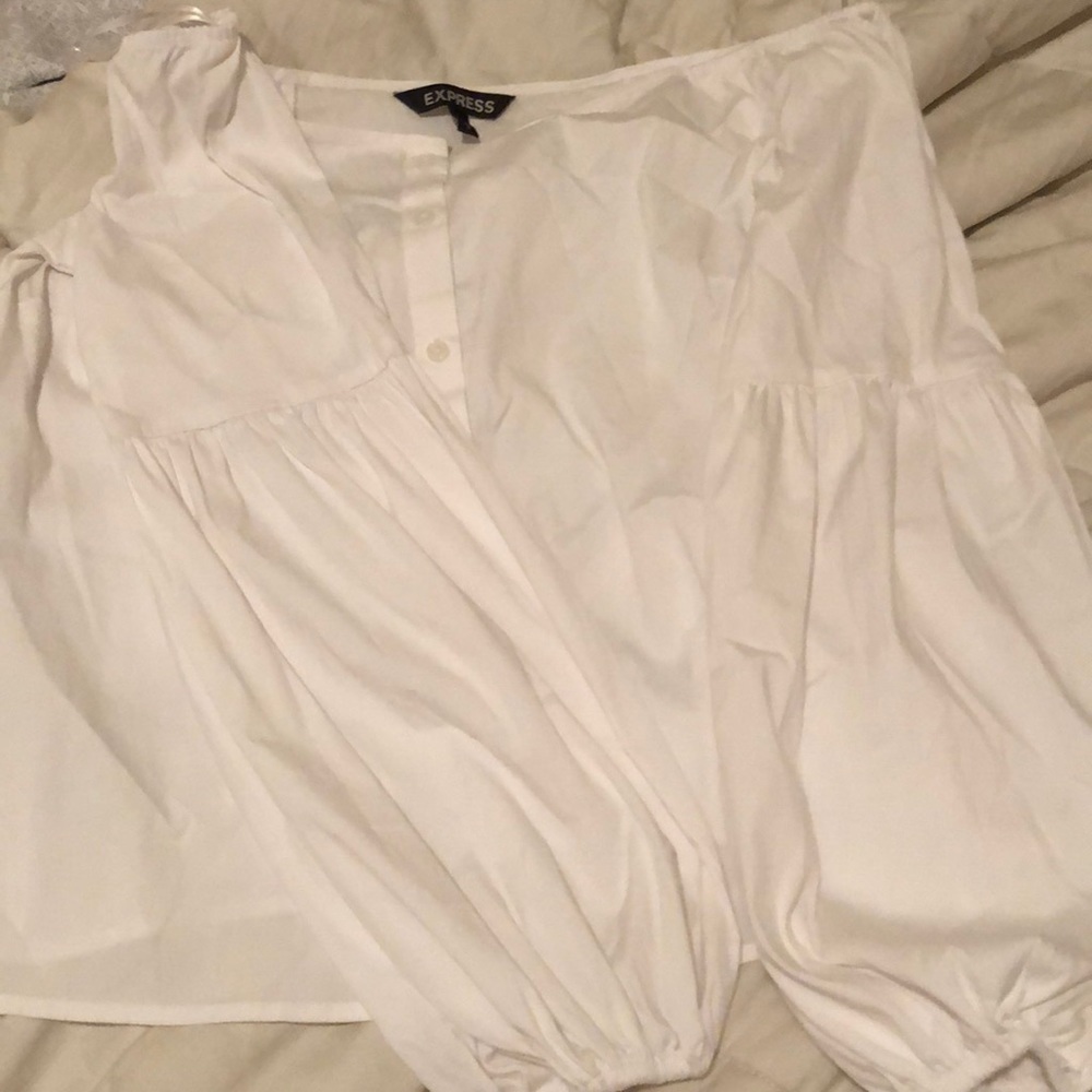 Off the shoulder button up express shirt